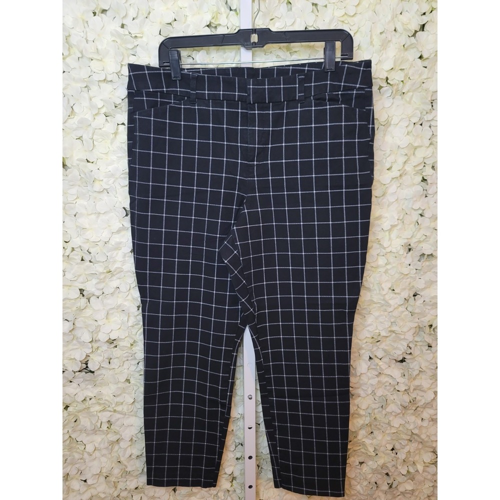 old navy high-waisted skinny pants Window Pane Design SZ 14, Black Trendy (A)